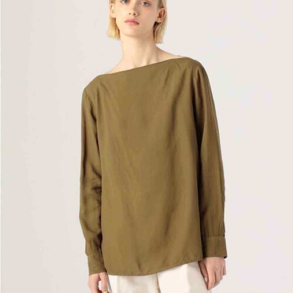 James Perse Cupro Tan Boatneck Blouse